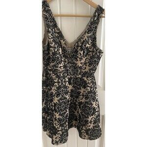 Bailey Blue Dress Size L Floral Velvet Burnout